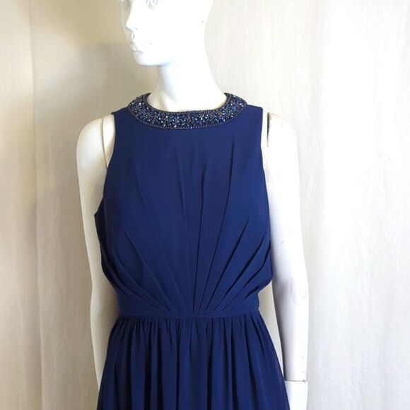 Mac Duggal Formal Gown Navy Chiffon Size 12 - Picture 5 of 13